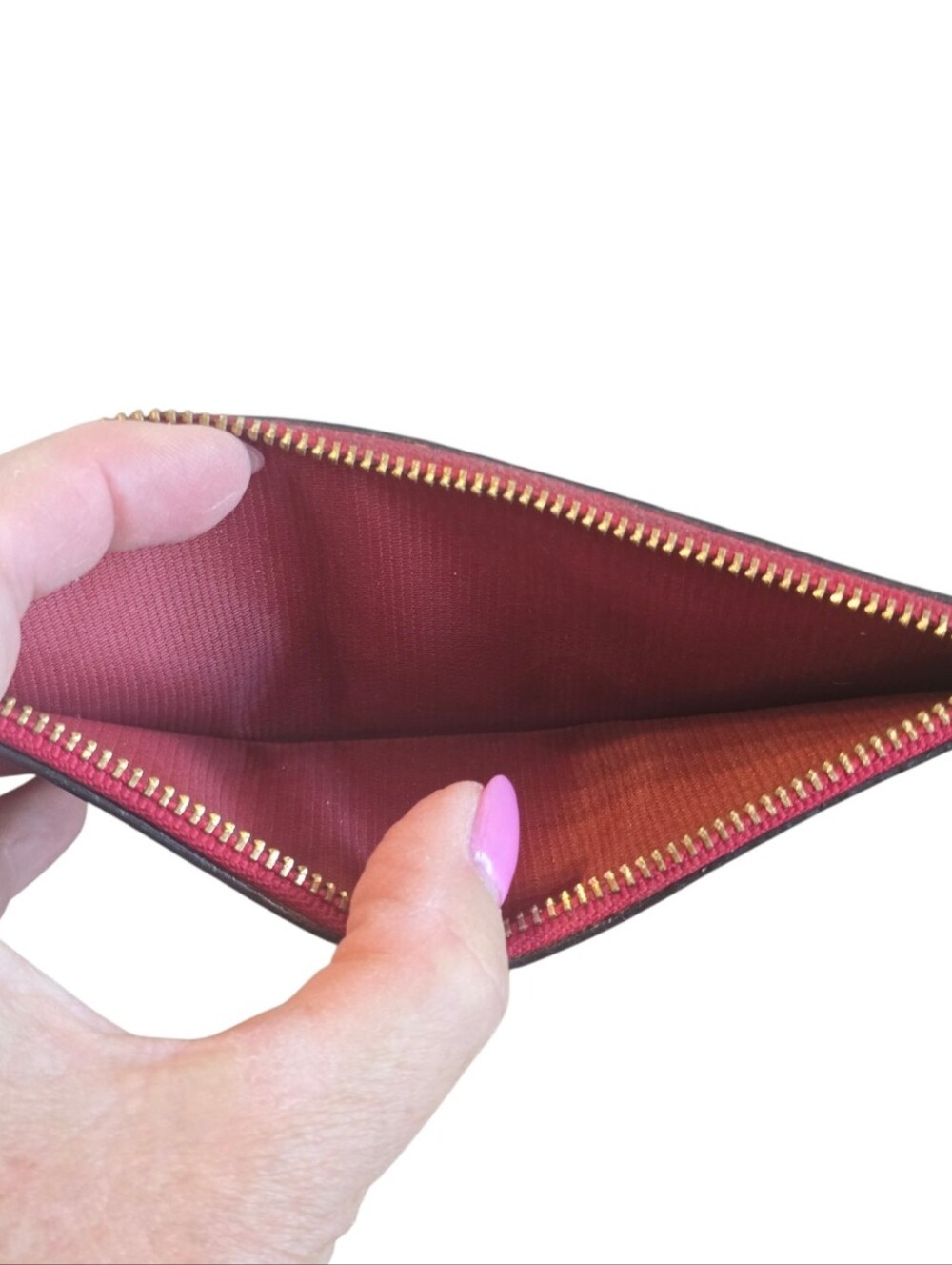 Coach Crosby Red Crossgrain Leather Slim Zipper Pouch - Picture 3 of 6